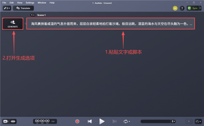 粘贴文字打开生成选项