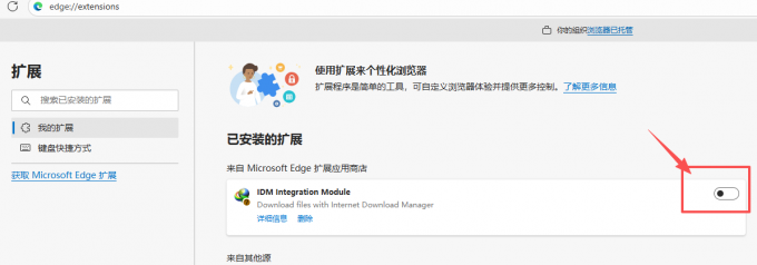关闭IDM扩展程序