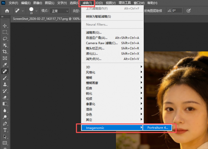 启用Portraiture插件