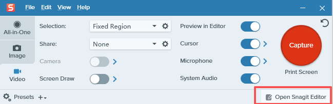 打开Snagit编辑器