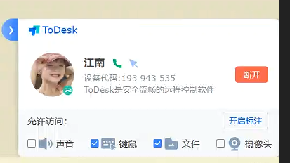 Todesk允许用户设置访问权限