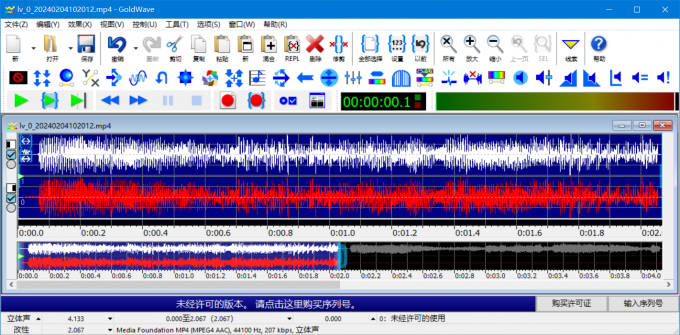 获得的双声道音频