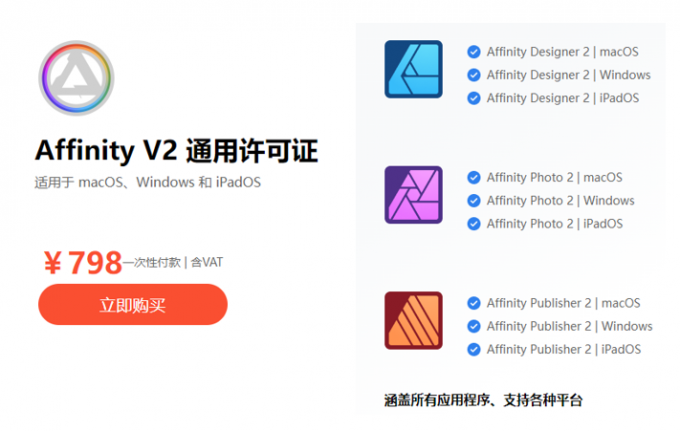 Affinity V2通行证（临时优惠活动，以页面实际价格为准）