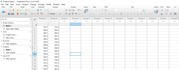 Graphpad Prism界面