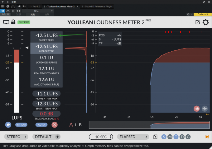 免费的响度检测插件Youlean Loudness Meter