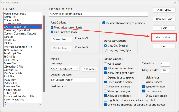 点击进入【Auto indent】选项