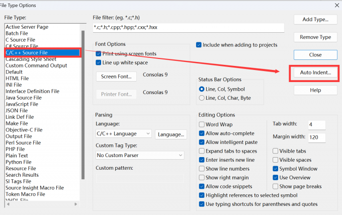 点击进入【Auto indent】选项