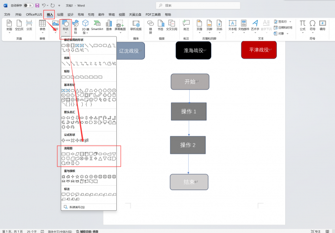 插入流程图的形状