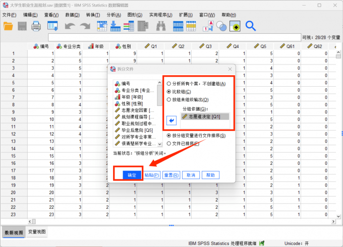 设置拆分文件选项