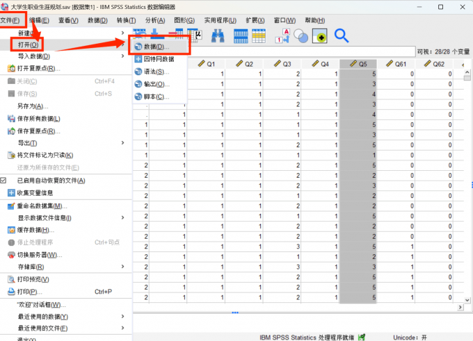 打开SPSS进入到数据导入界面