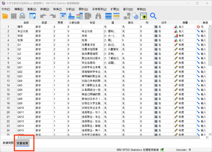 进入到变量视图界面