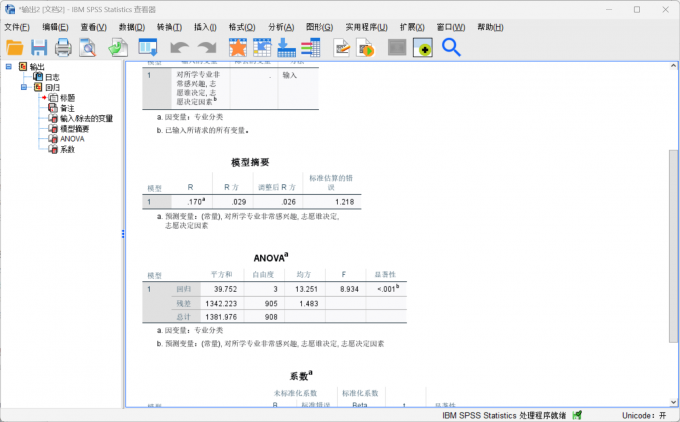 得到SPSS的数据分析结果