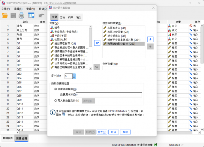 设置插补的缺失数据值