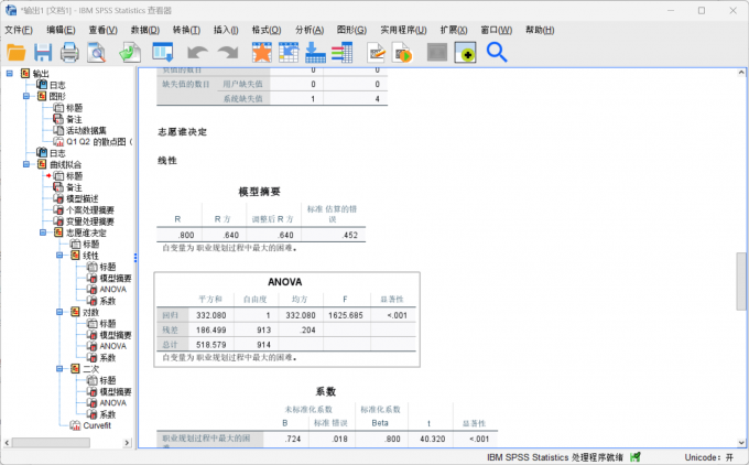 检查数据模型摘要和ANOVA数据
