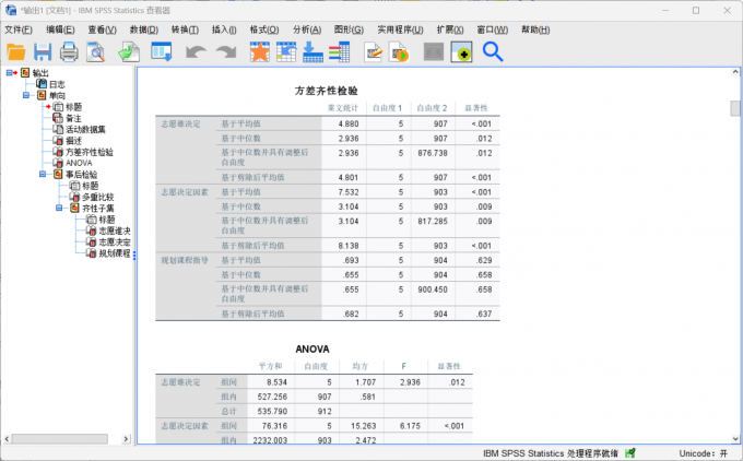 得到数据分析的检验结果