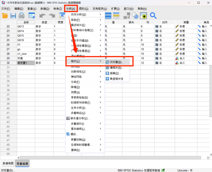 点击进入双变量界面