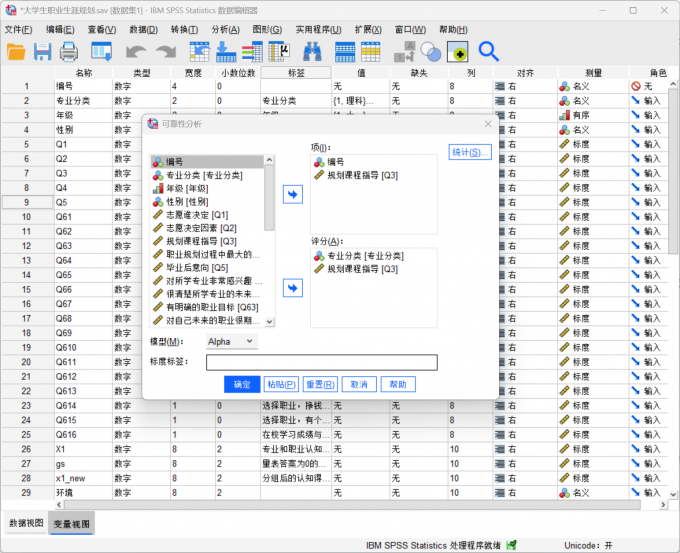 添加需要分析的项和评分内容