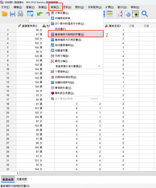 重新编码为相同的变量