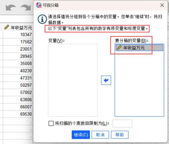 年收益作为分箱变量
