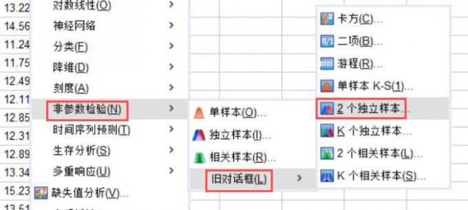 非参数检验的独立样本设置