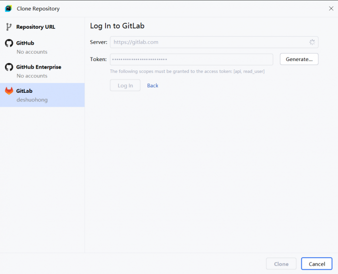 登录GitLab账号