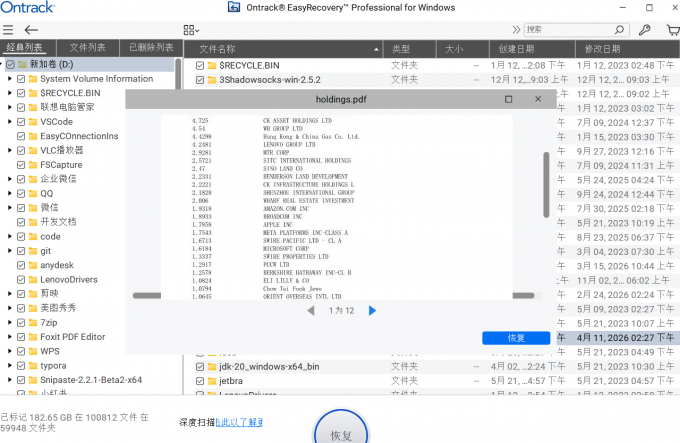 预览恢复的PDF文档