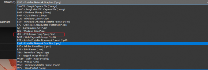 Snagit截图可以保存为jpg格式