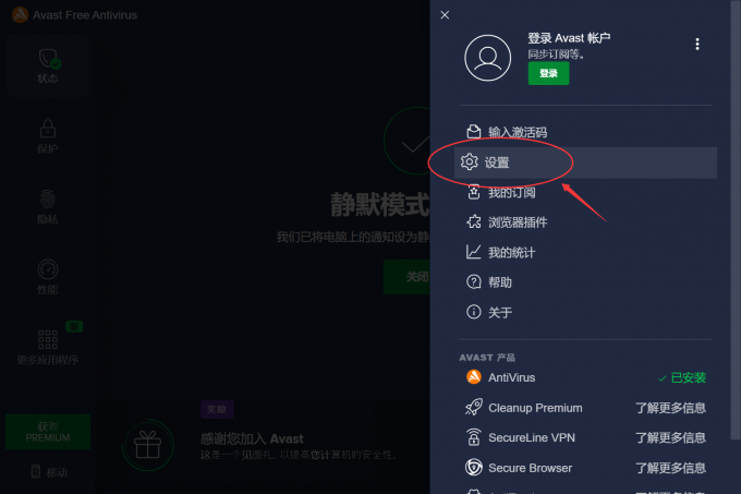 Avast设置
