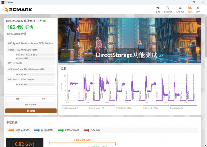 查看【DirectStorage功能测试】测试结果