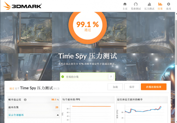 3DMark压力测试结果界面