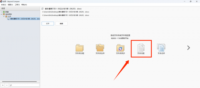 进入文本比较会话