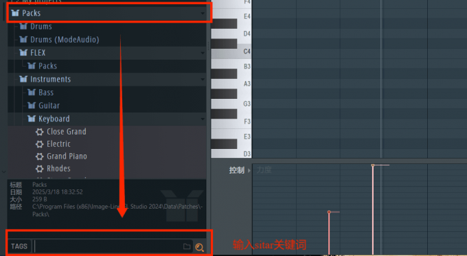 搜索FL Studio内置西塔尔琴音色
