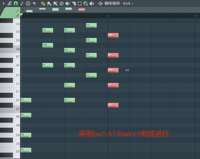 Em7-A7-Dm9-C9和弦进行