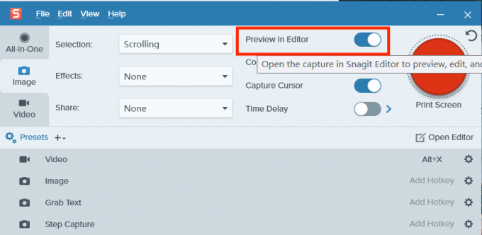 打开Snagit编辑窗口