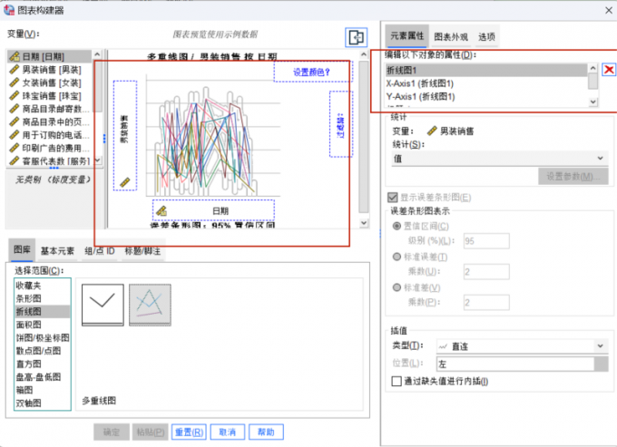选择多重折线图