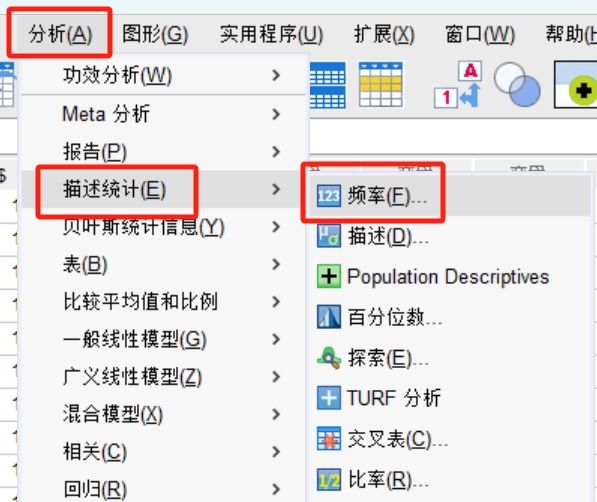 选择“频率”选项