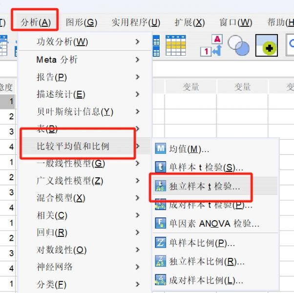 选择“独立样板t检验”分析法