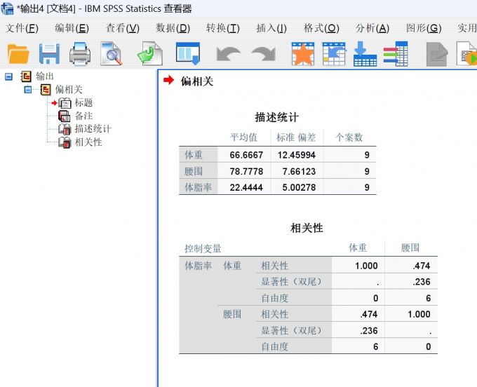 偏相关性分析结果报告