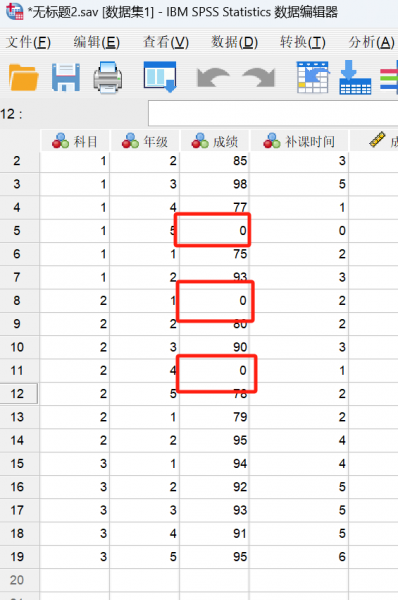 空白数据赋值为“0”