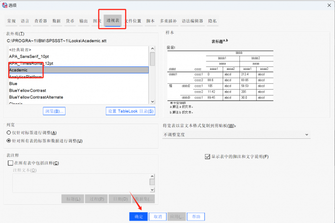 选项窗口