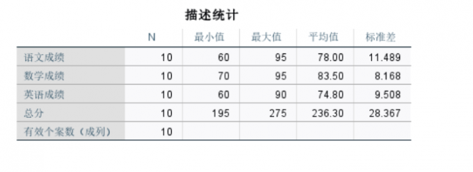 描述统计表格