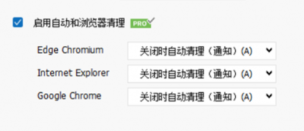 启用自动和浏览器清理